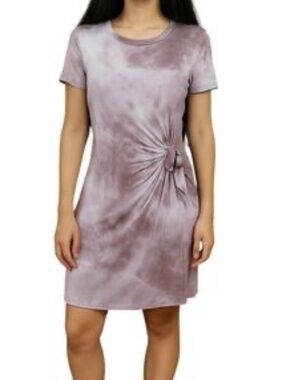 Mauve Tie-Side Short Sleeve Mini Dress